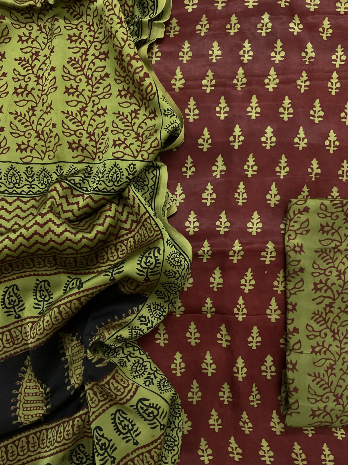 Pure Modal Bagh Printed Suit - Maroon