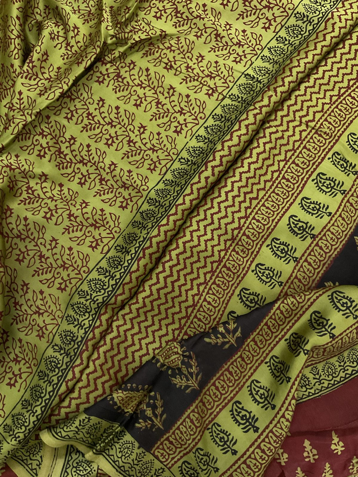 Pure Modal Bagh Printed Suit - Maroon