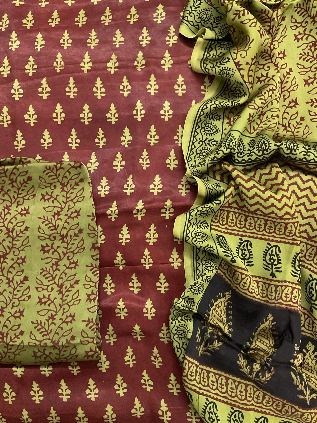 Pure Modal Bagh Printed Suit - Maroon