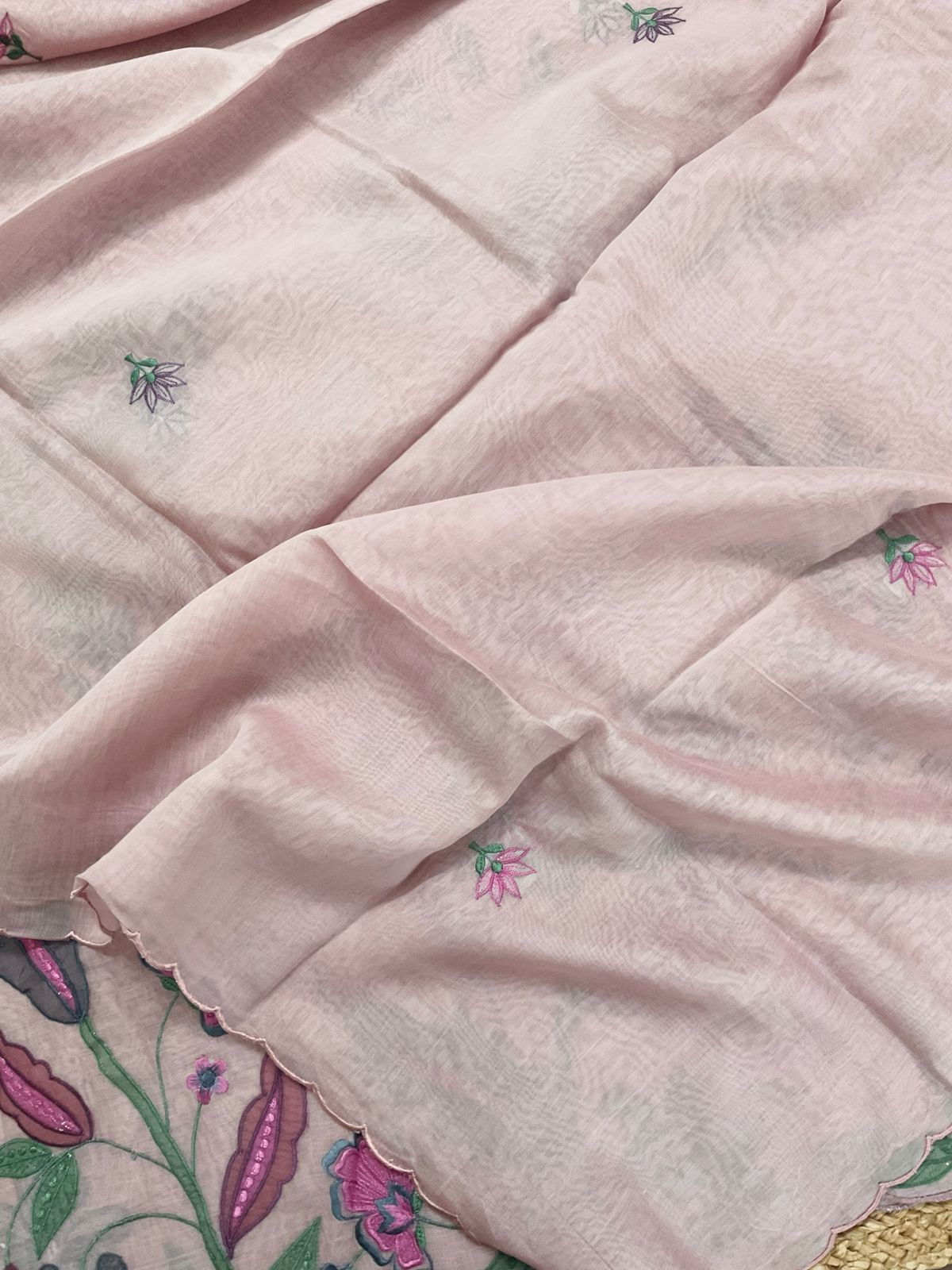 Pure Mul Chanderi Embroidered Suit - Onion Pink