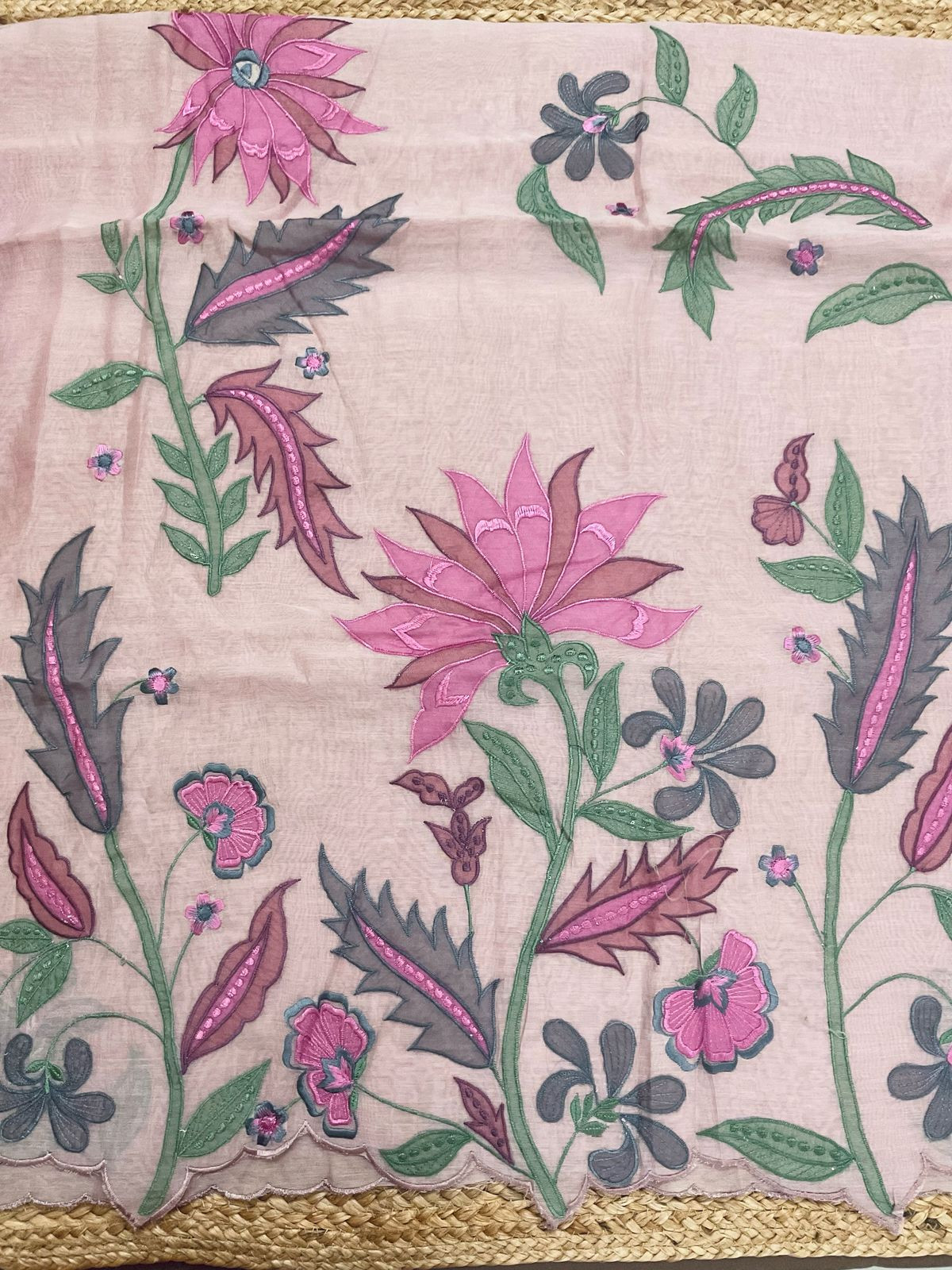 Pure Mul Chanderi Embroidered Suit - Onion Pink