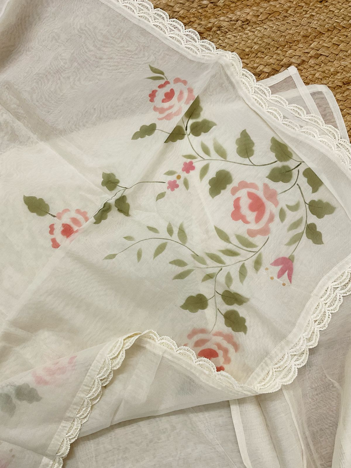 Pure Chanderi Embroidered Suit - Offwhite