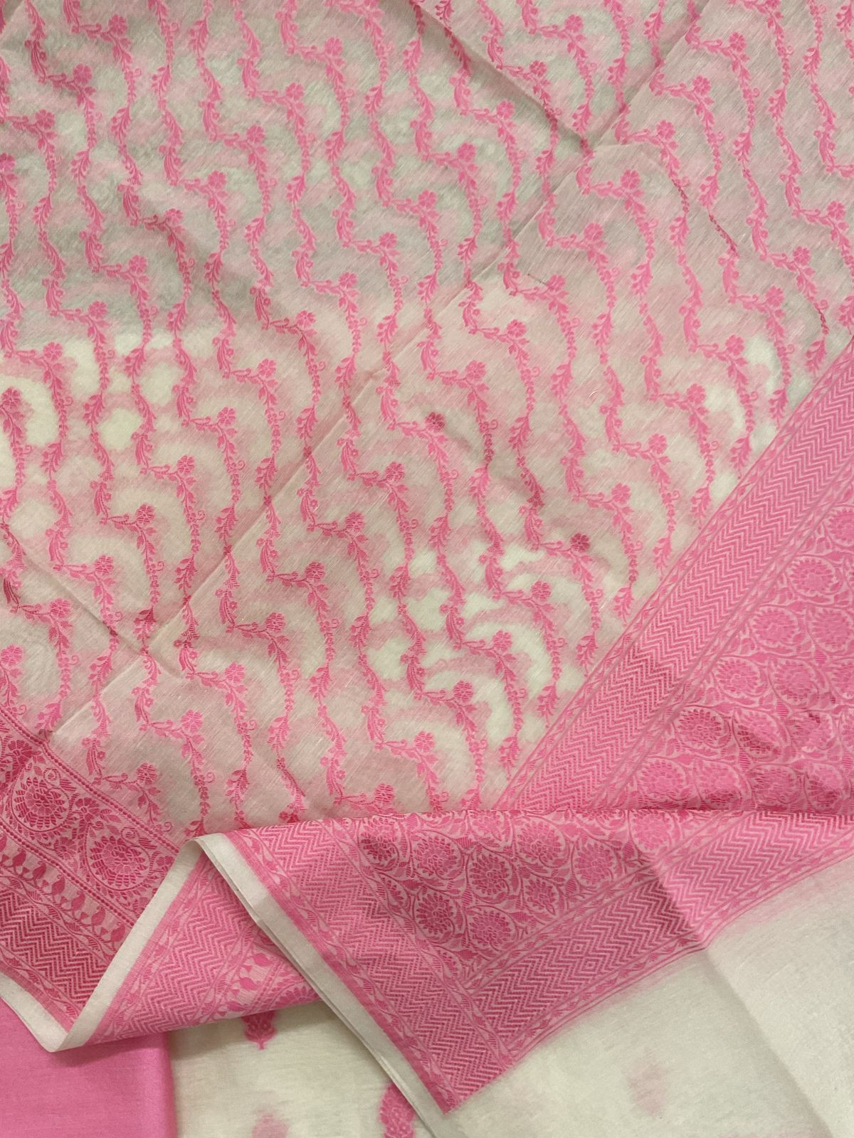 Pure Chanderi Banarasi Weaved Suit - Offwhite