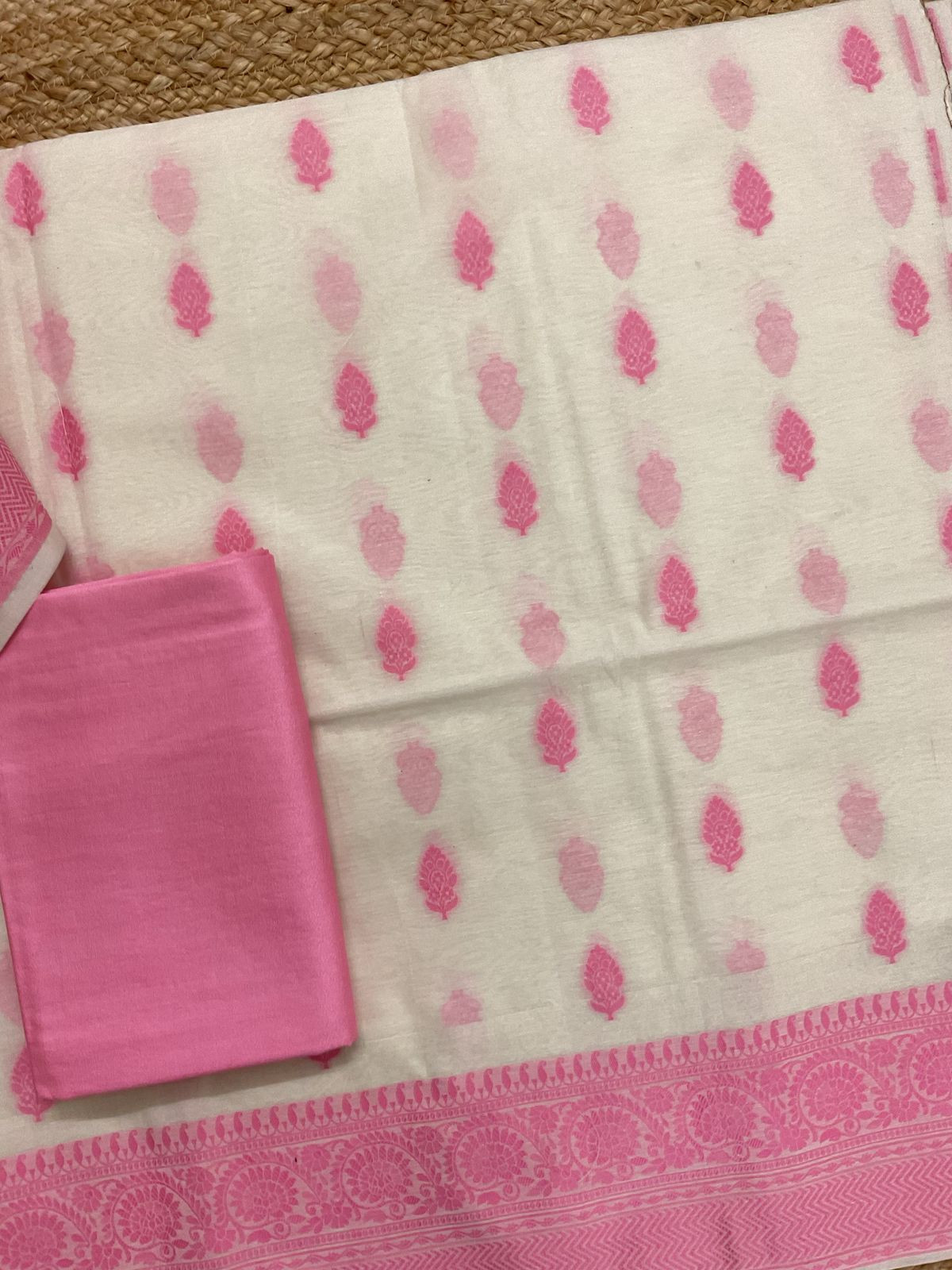 Pure Chanderi Banarasi Weaved Suit - Offwhite