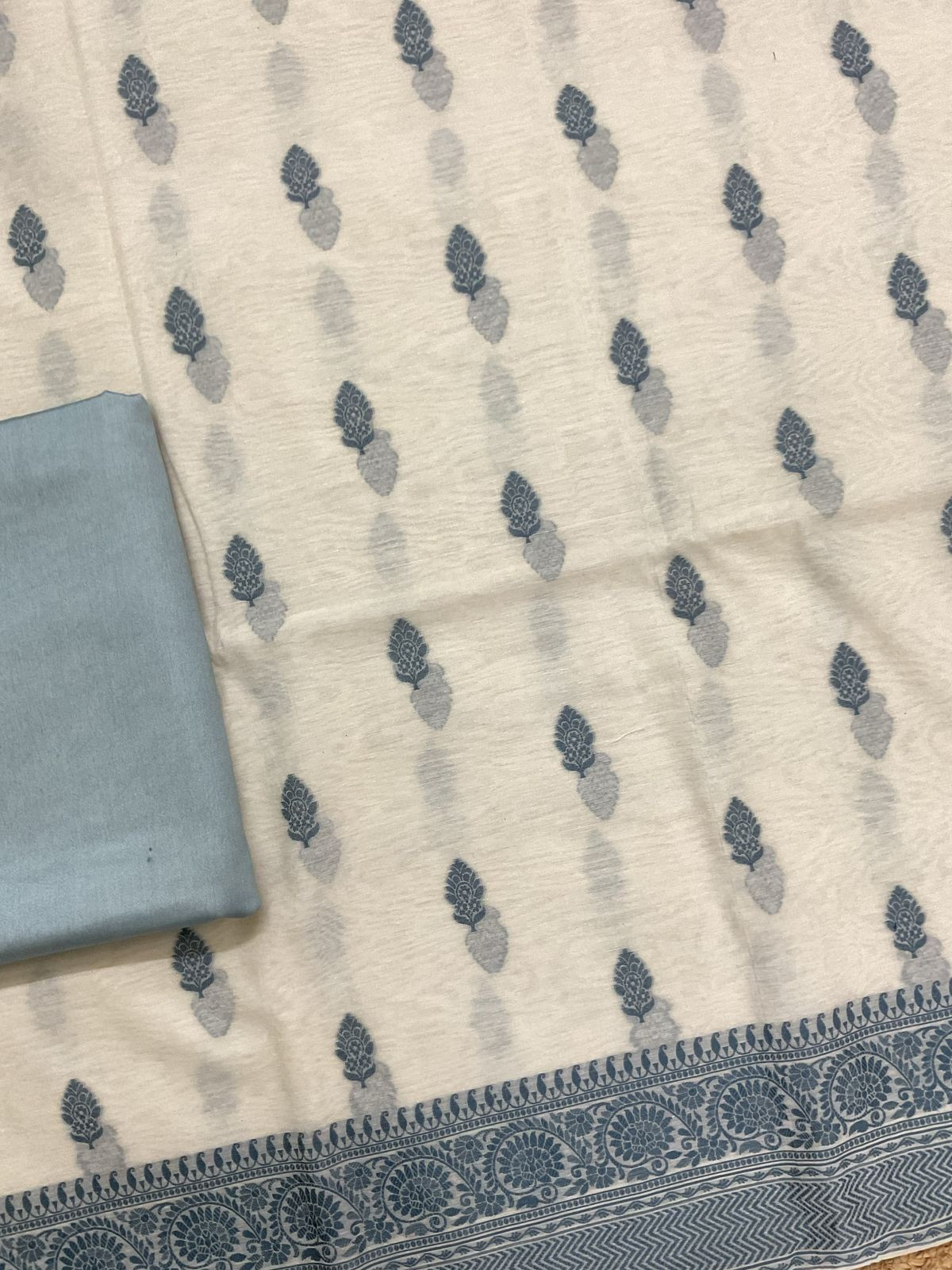 Pure Chanderi Banarasi Weaved Suit - Offwhite