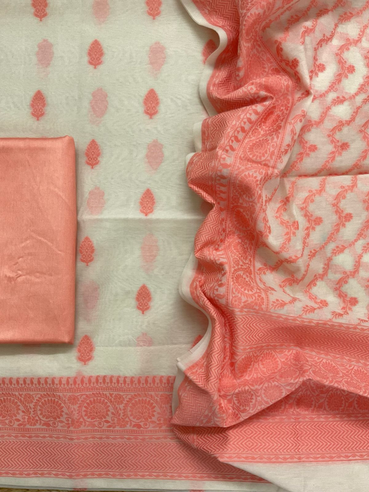 Pure Chanderi Banarasi Weaved Suit - Offwhite