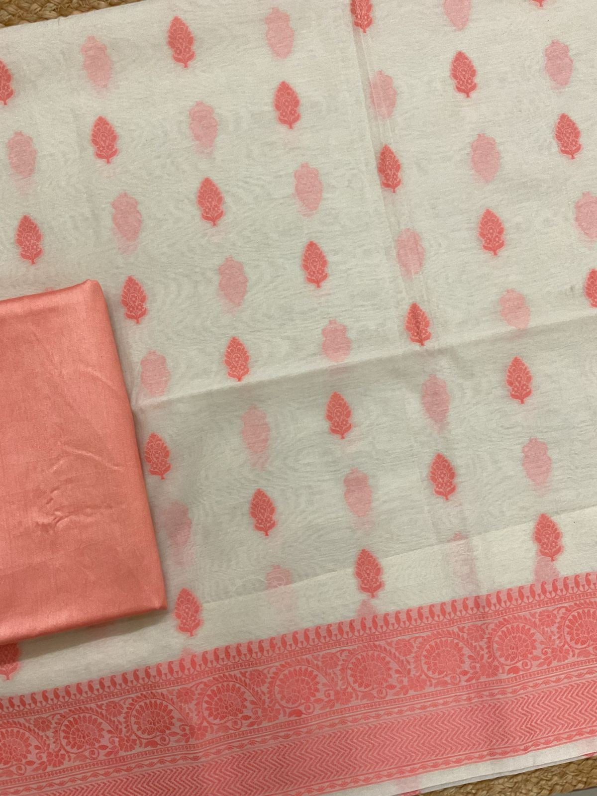 Pure Chanderi Banarasi Weaved Suit - Offwhite