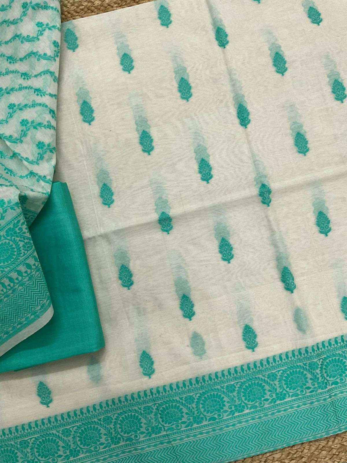 Pure Chanderi Banarasi Weaved Suit - Offwhite