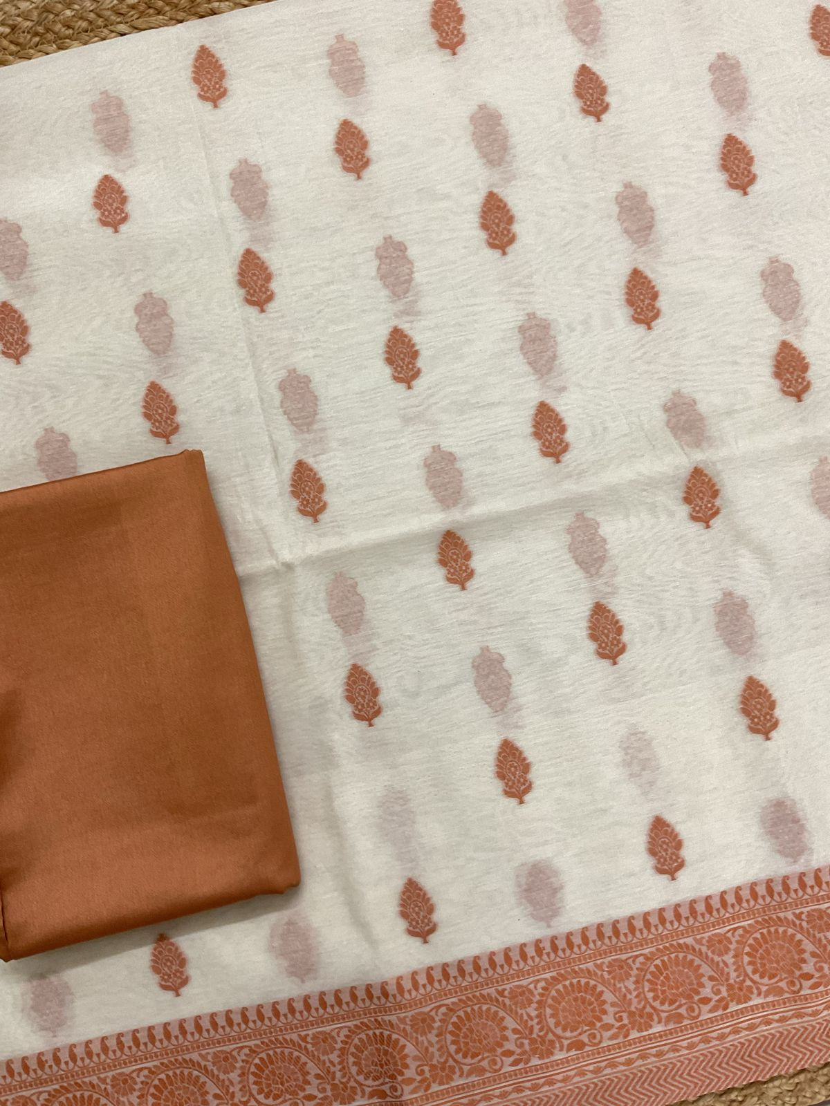 Pure Chanderi Banarasi Weaved Suit - Offwhite