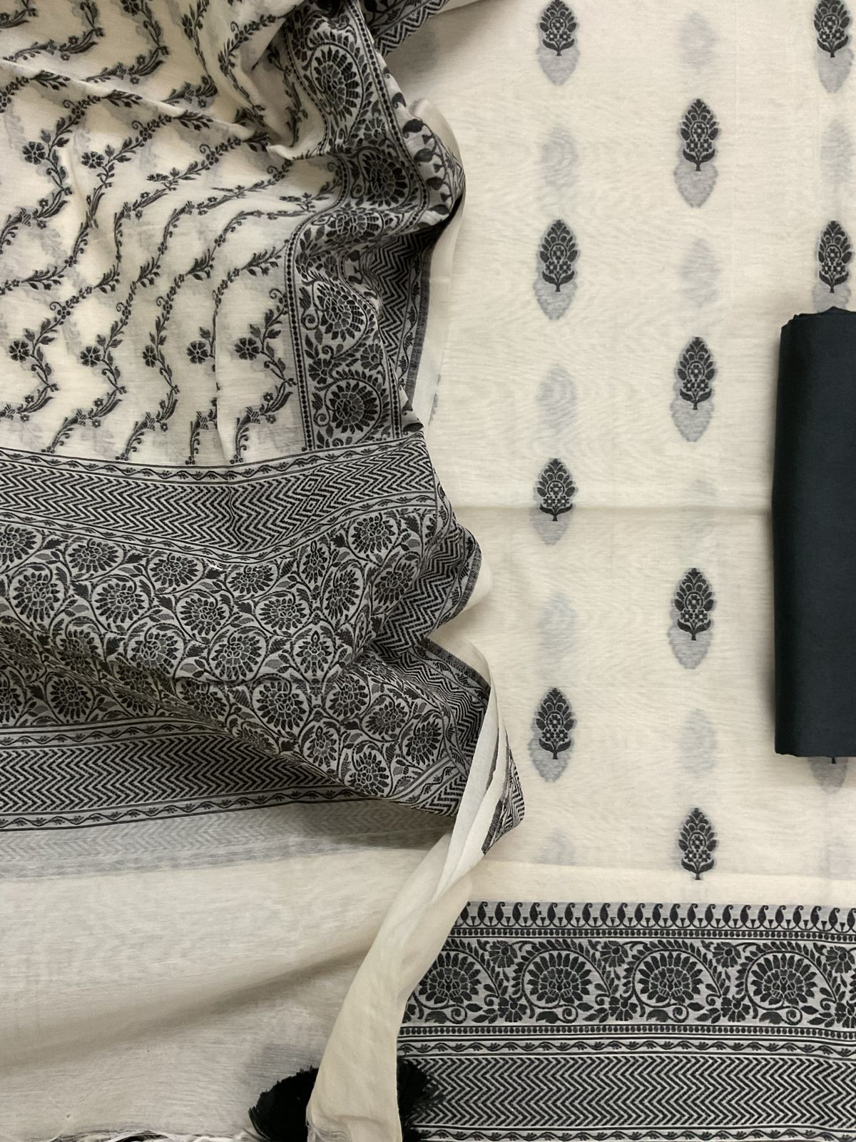 Pure Chanderi Banarasi Weaved Suit - Offwhite