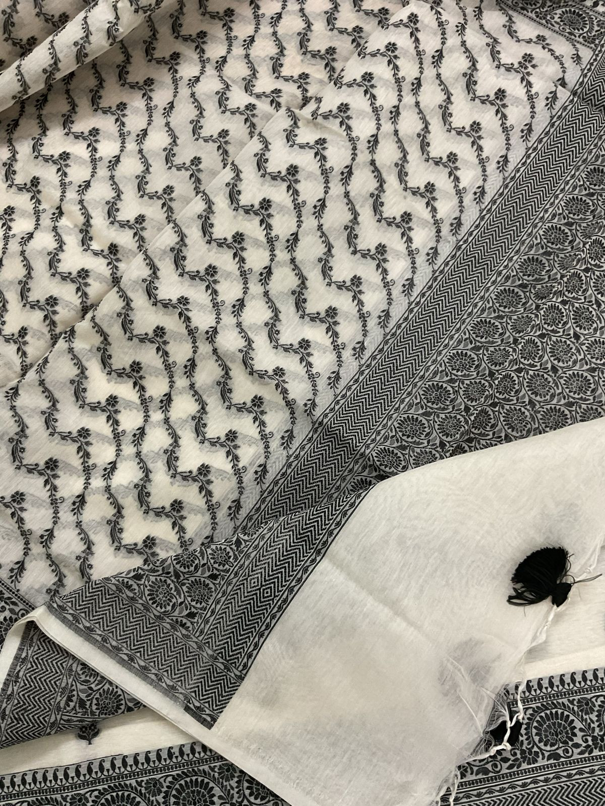 Pure Chanderi Banarasi Weaved Suit - Offwhite