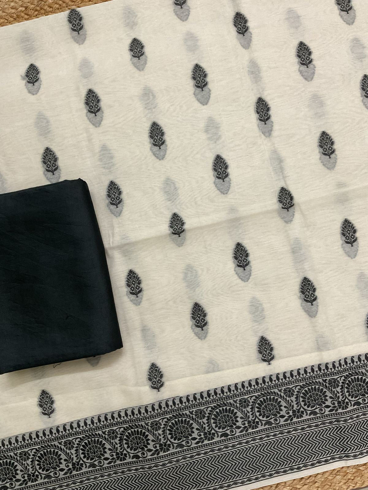 Pure Chanderi Banarasi Weaved Suit - Offwhite