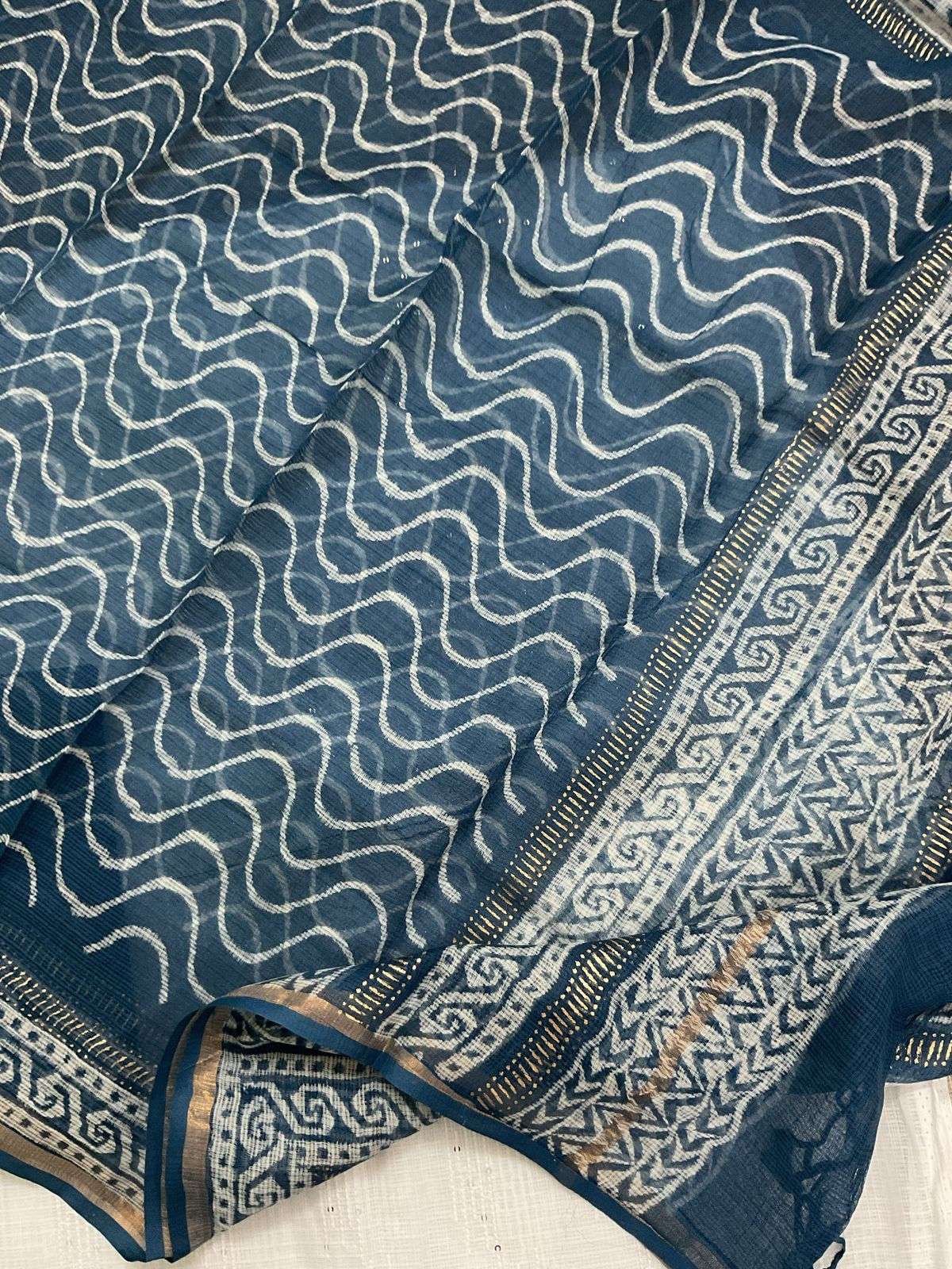 Pure Kota Cotton Printed Embroidered Suit - White