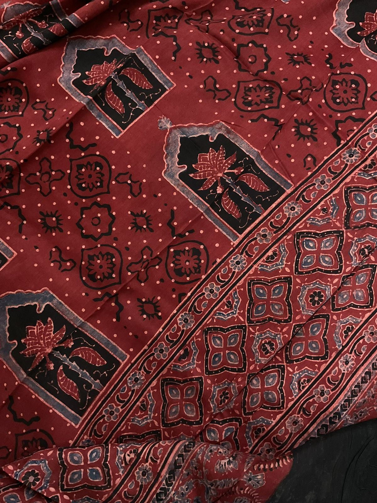 Pure Chanderi Printed Embroidered Suit - Maroon