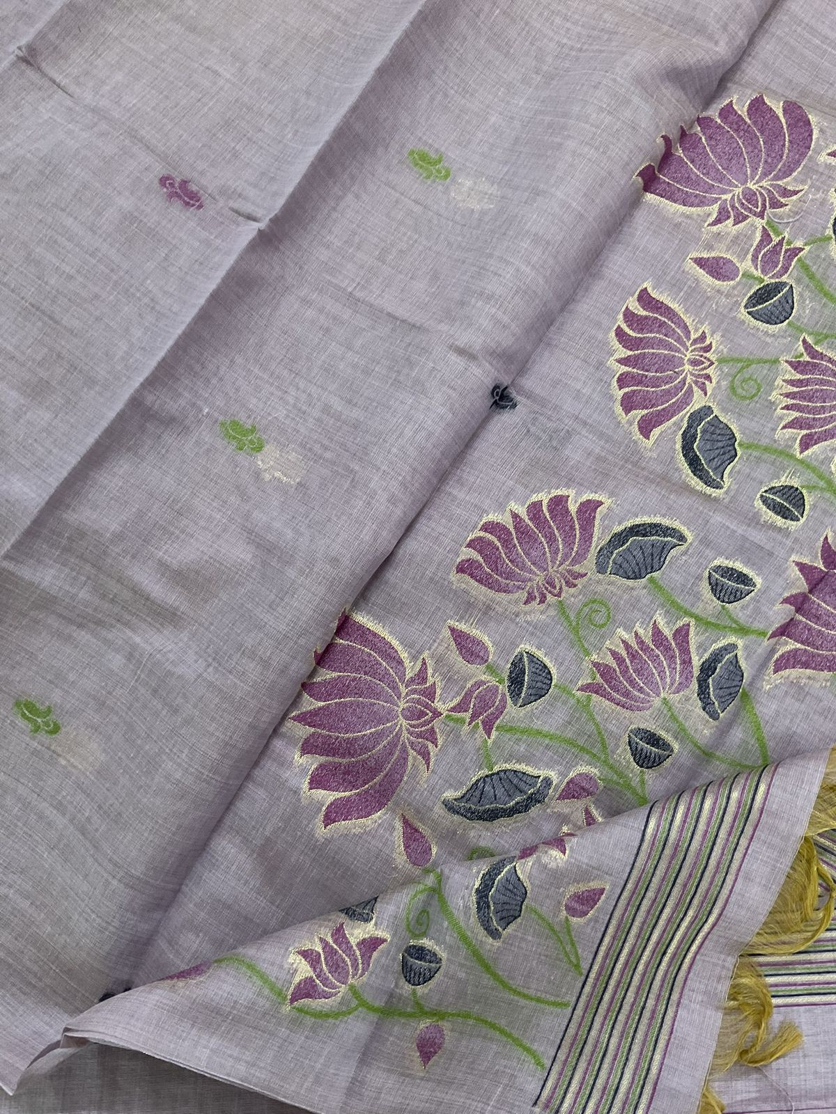 Soft Slub Chanderi Jamdani Weaved Suit - Purple