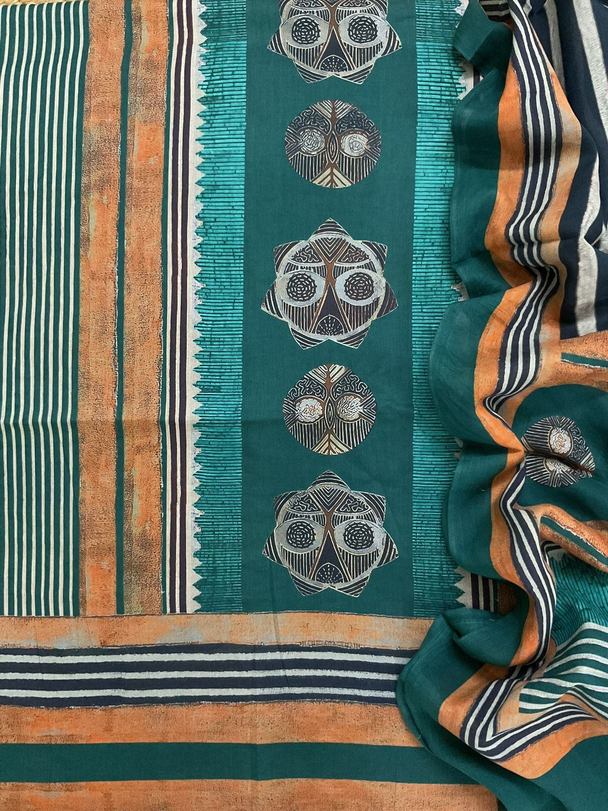 Pure Mul Cotton Printed Suit - Green