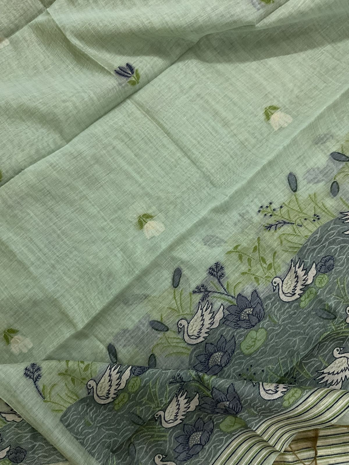 Soft Slub Chanderi Jamdani Weaved Suit - Blue