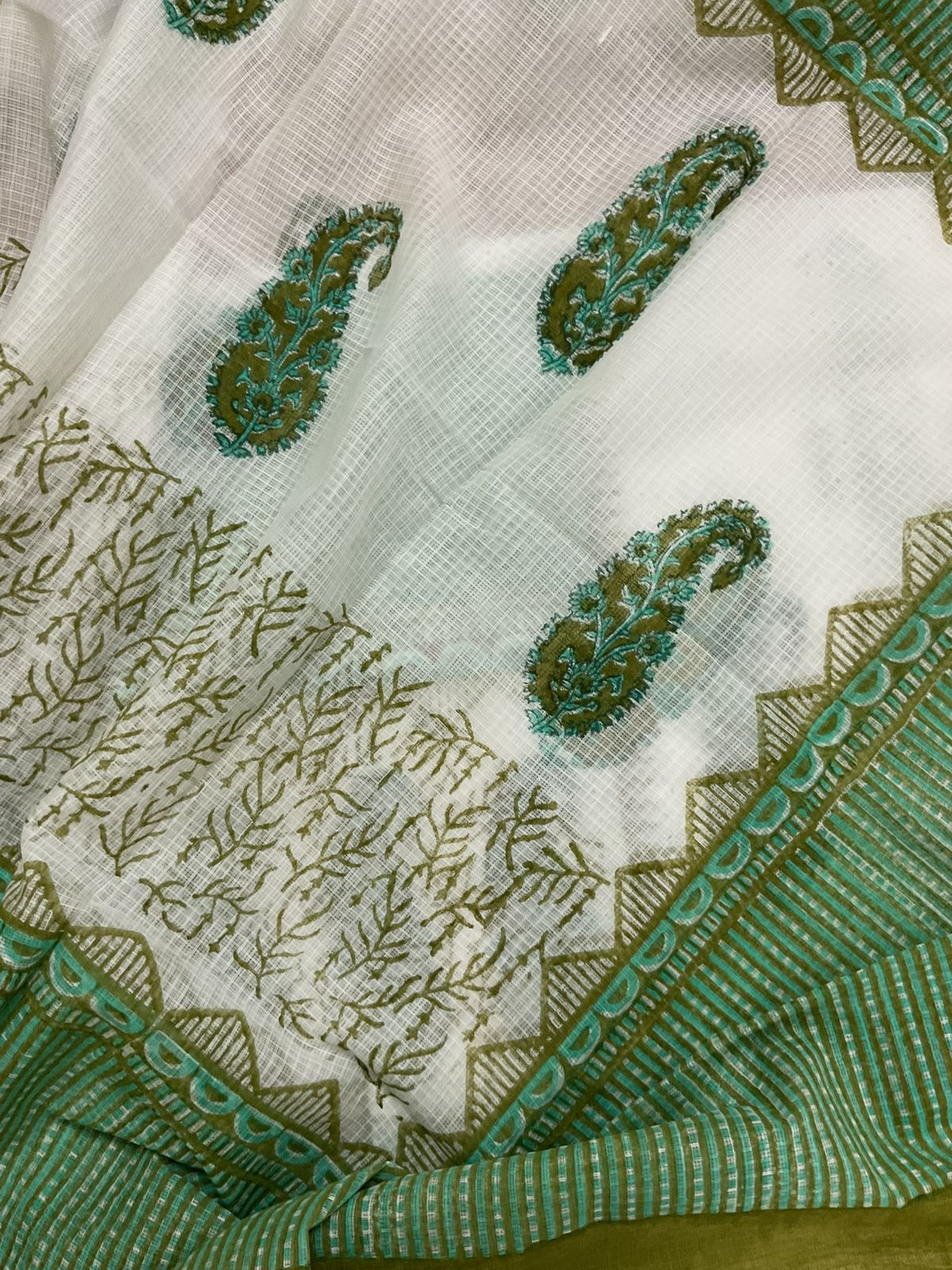 Pure Hakoba Cotton Printed Embroidered Suit - White