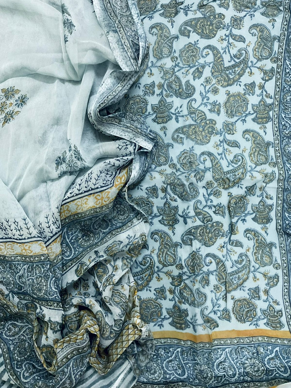 Soft Fine Georgette Printed Suit - Grey