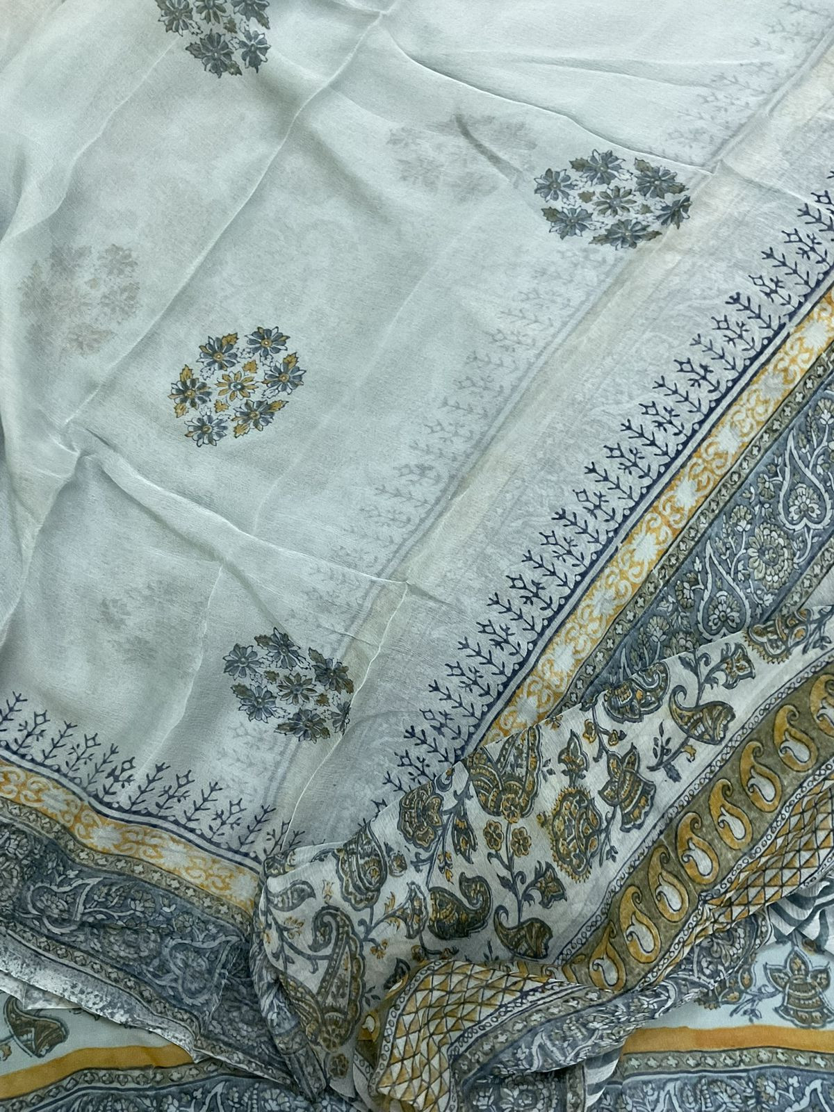 Soft Fine Georgette Printed Suit - Grey