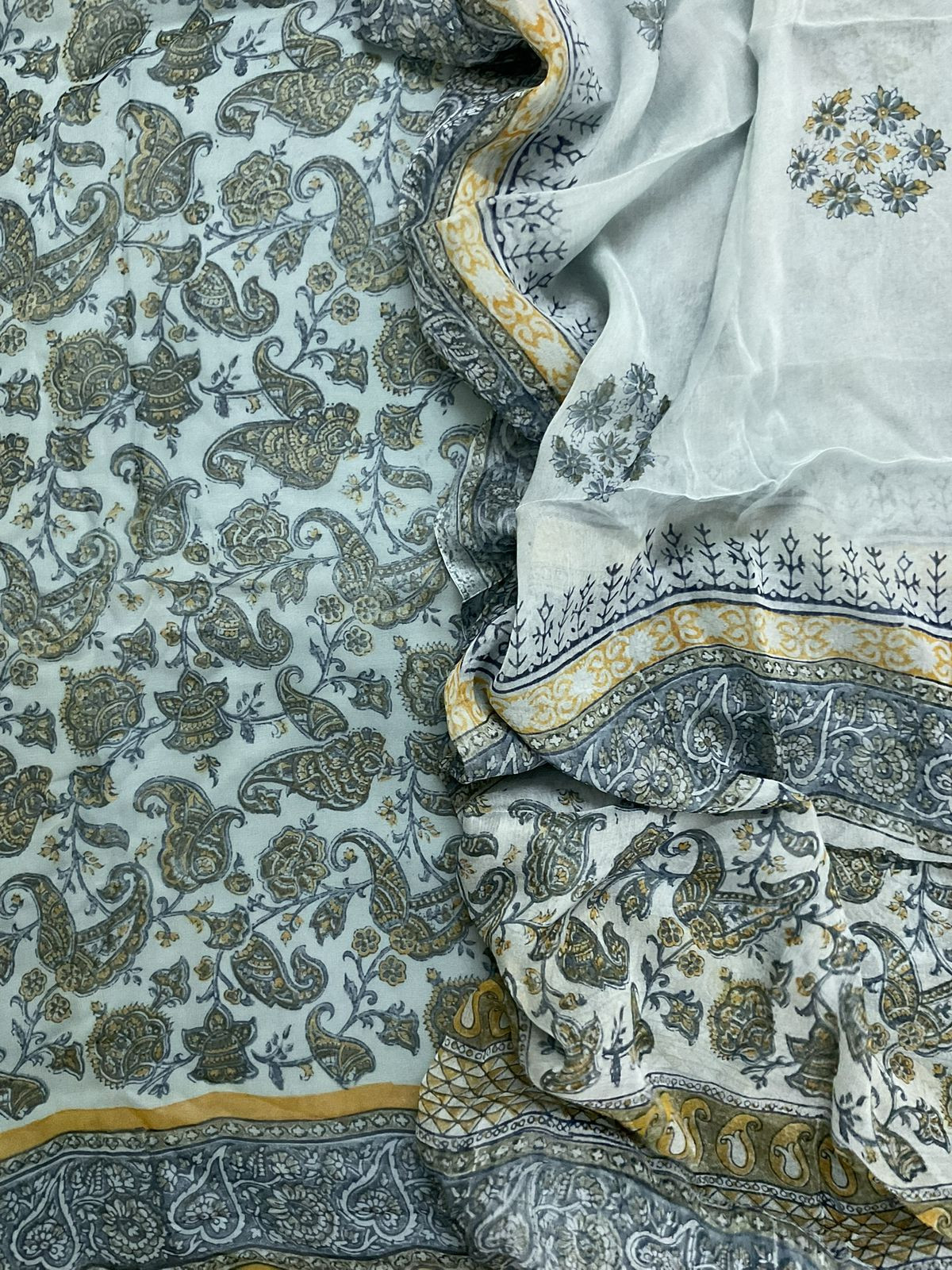 Soft Fine Georgette Printed Suit - Grey