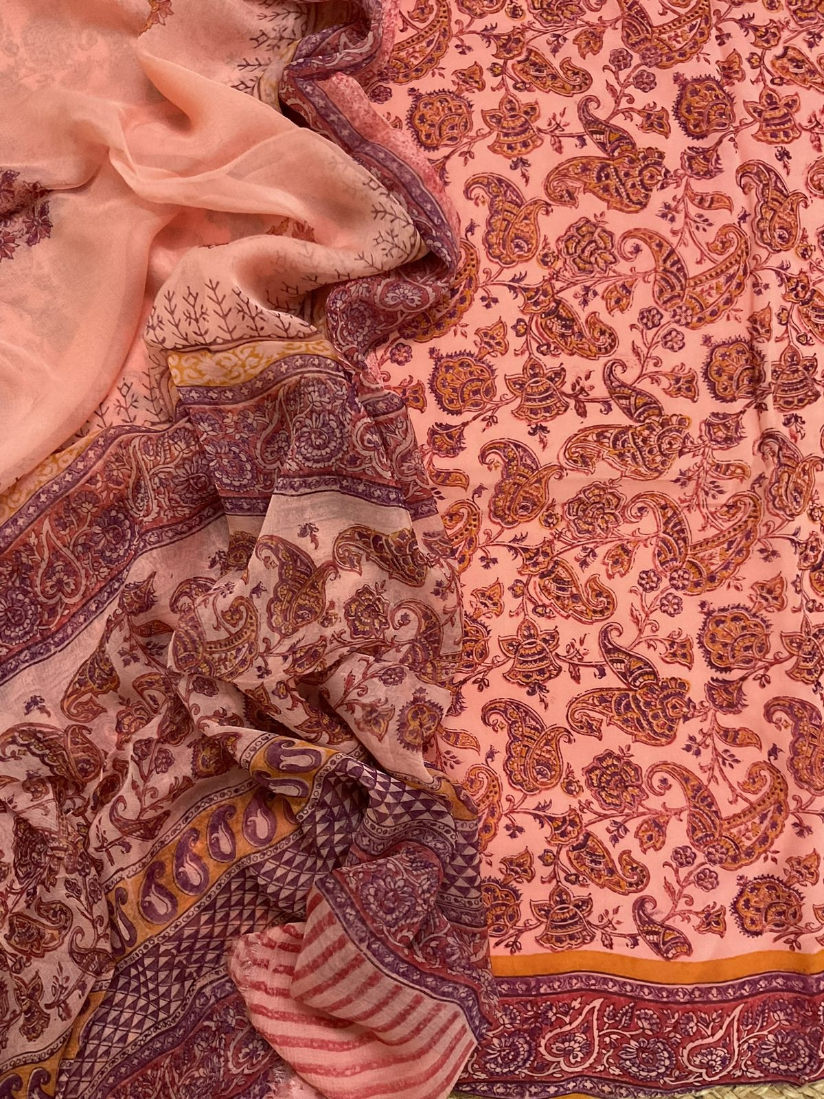 Soft Fine Georgette Printed Suit - Peach
