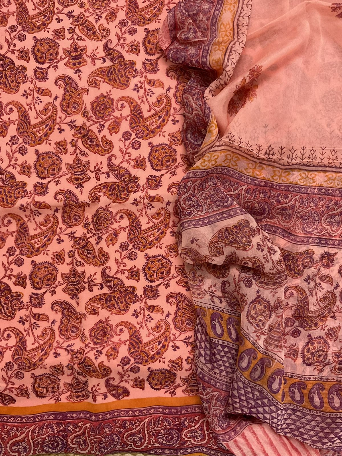 Soft Fine Georgette Printed Suit - Peach