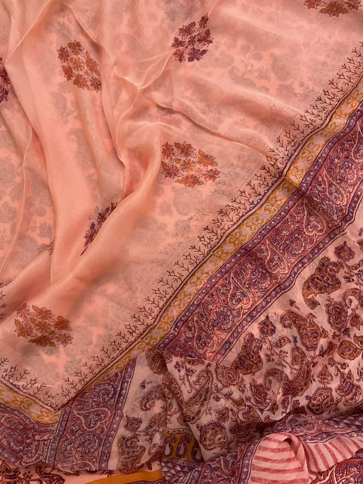 Soft Fine Georgette Printed Suit - Peach