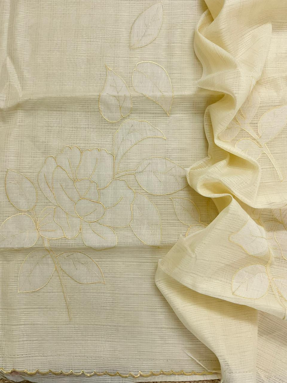 Soft Kota Silk Embroidered Suit - Yellow