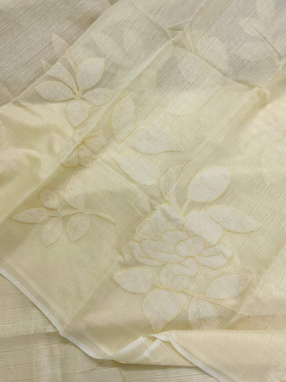 Soft Kota Silk Embroidered Suit - Yellow