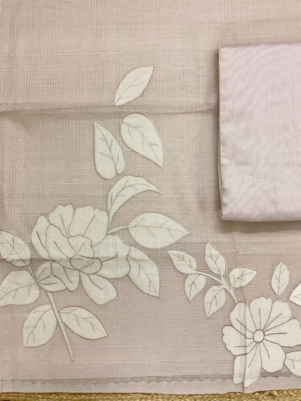 Soft Kota Silk Embroidered Suit - Beige