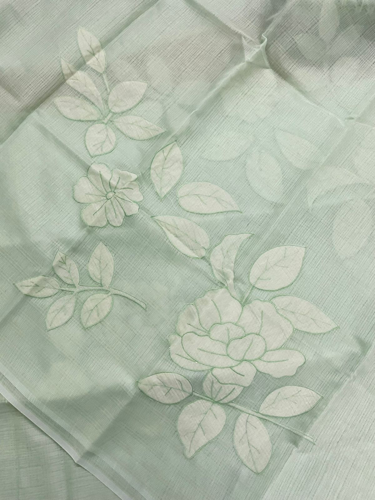 Soft Kota Silk Embroidered Suit - Green