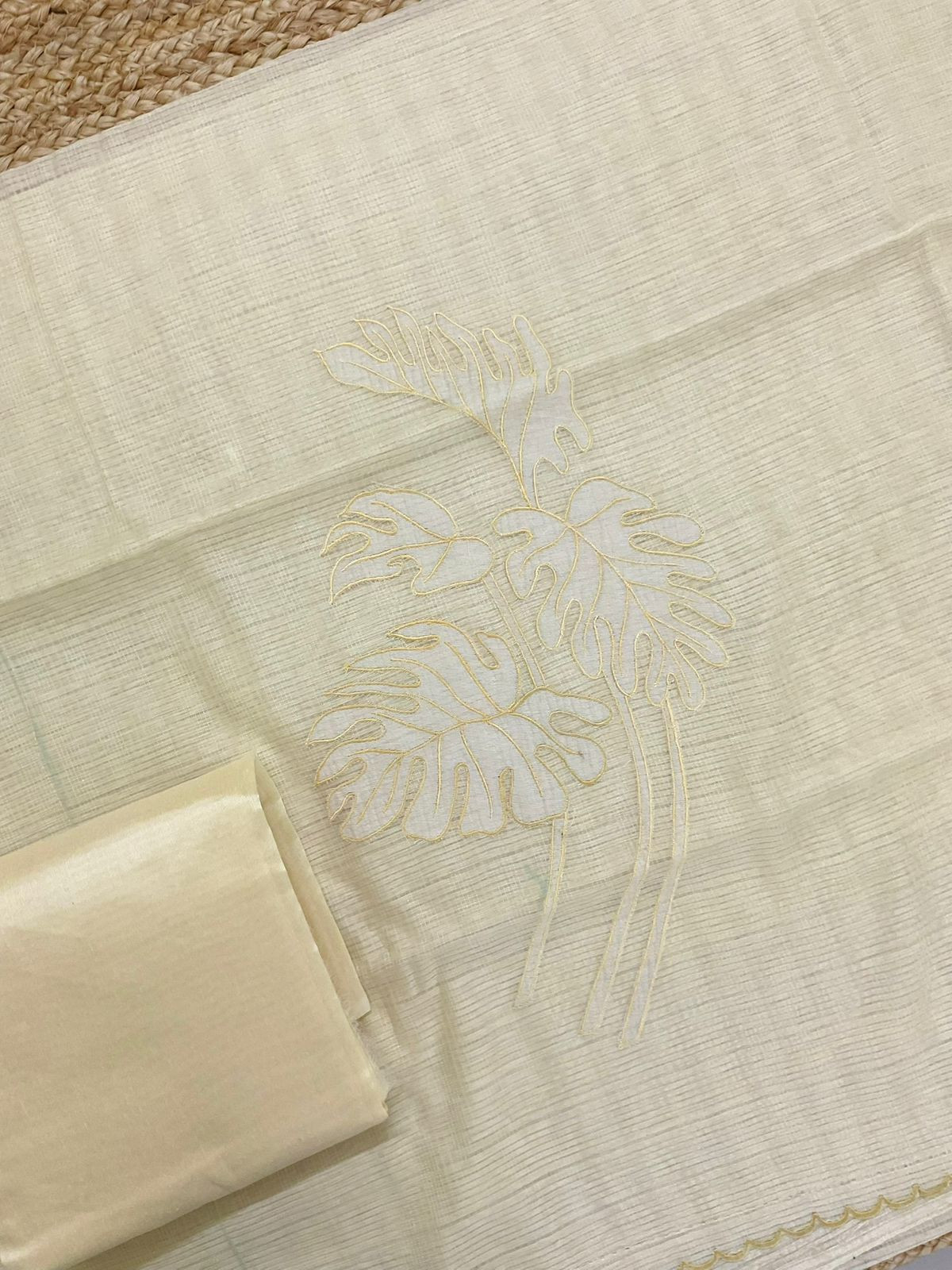 Soft Kota Silk Embroidered Suit - Yellow