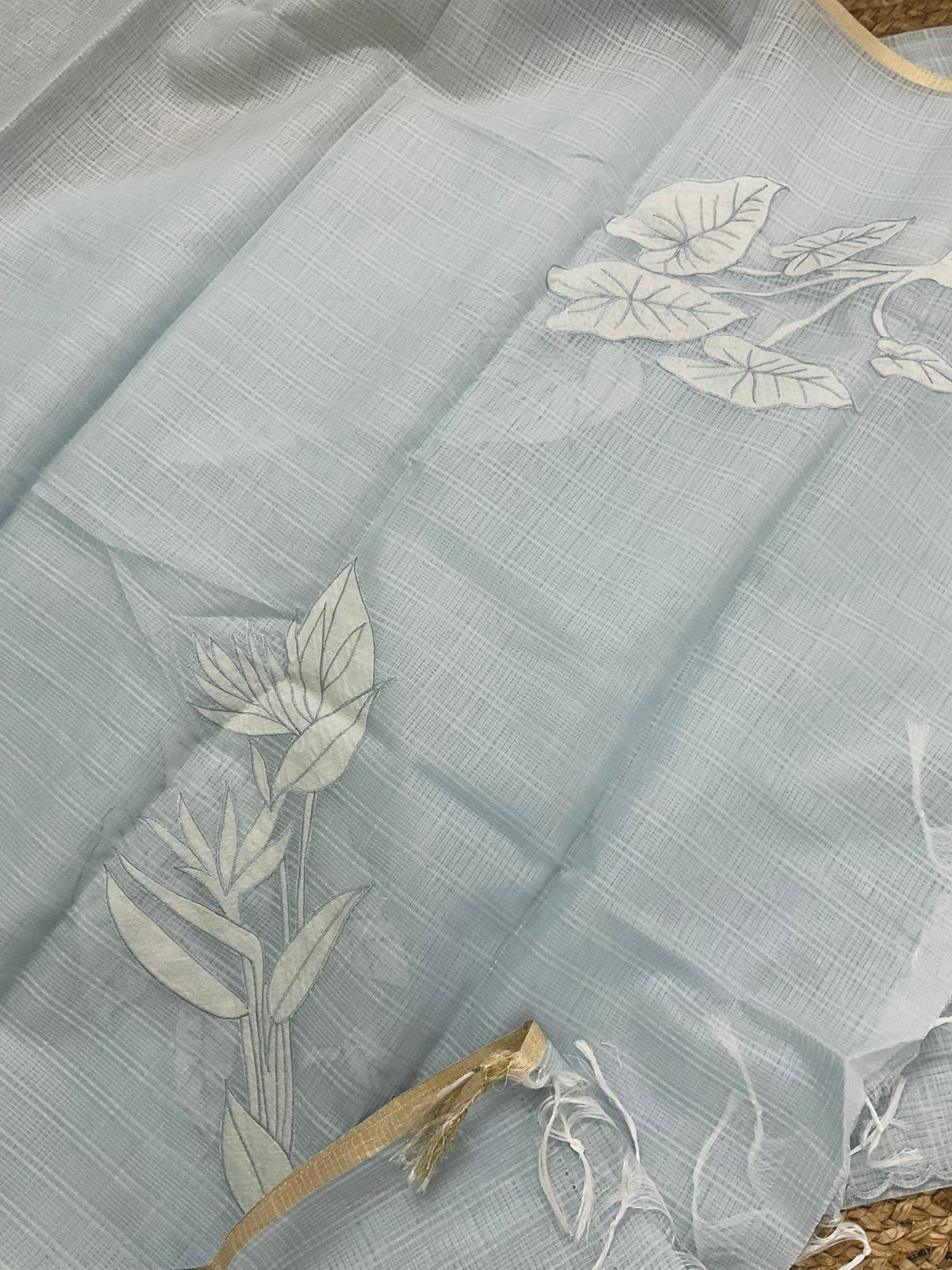Soft Kota Silk Embroidered Suit - Blue