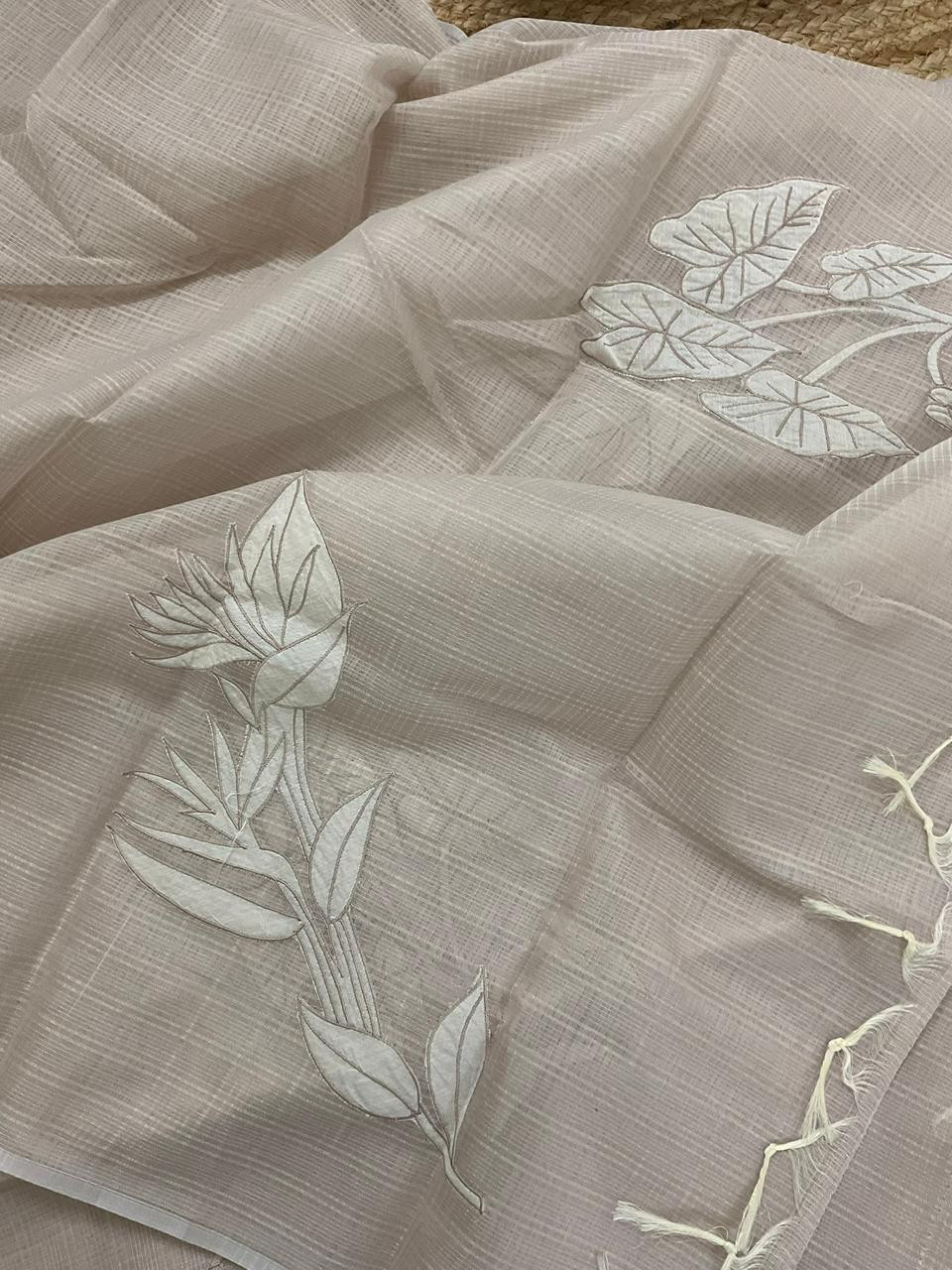 Soft Kota Silk Embroidered Suit - Beige