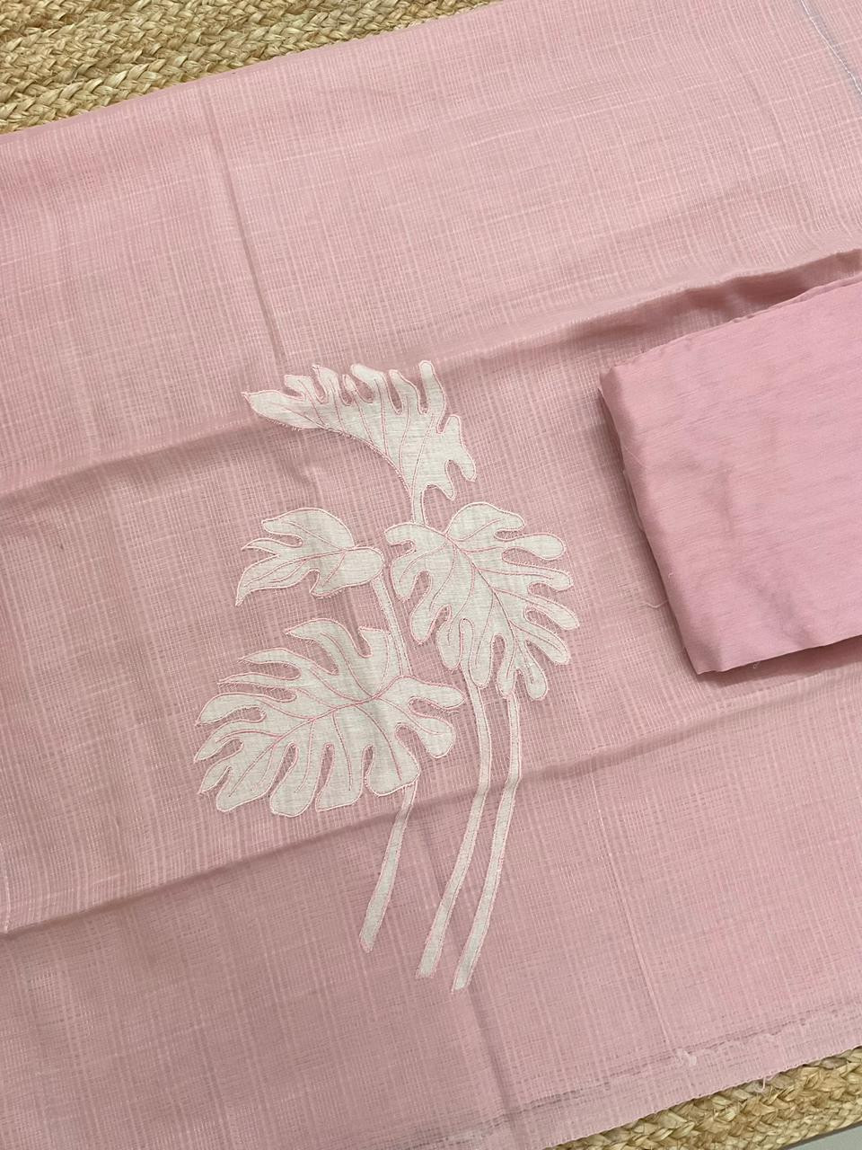 Soft Kota Silk Embroidered Suit - Pink