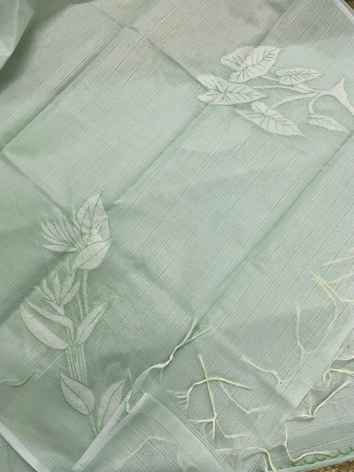 Soft Kota Silk Embroidered Suit - Green