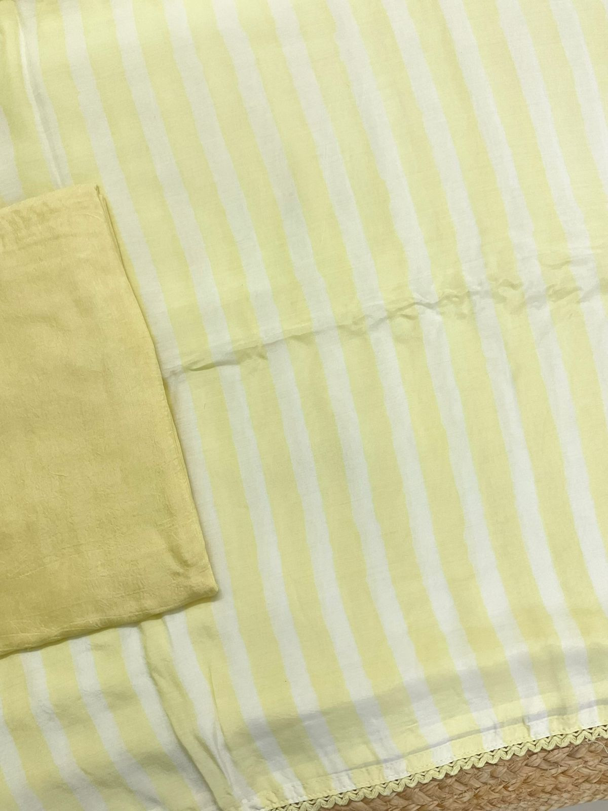 Pure Muslin Printed Embroidered Suit - Yellow