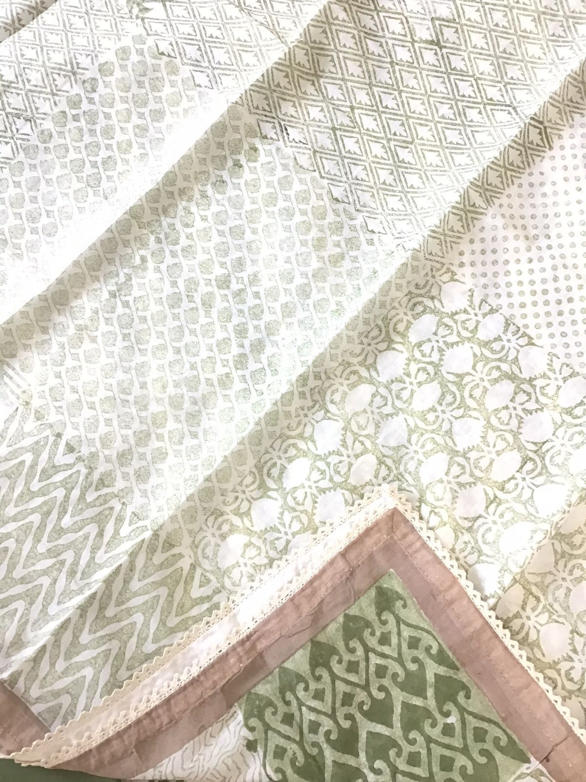 Pure Cotton Printed Embroidered Suit - Green