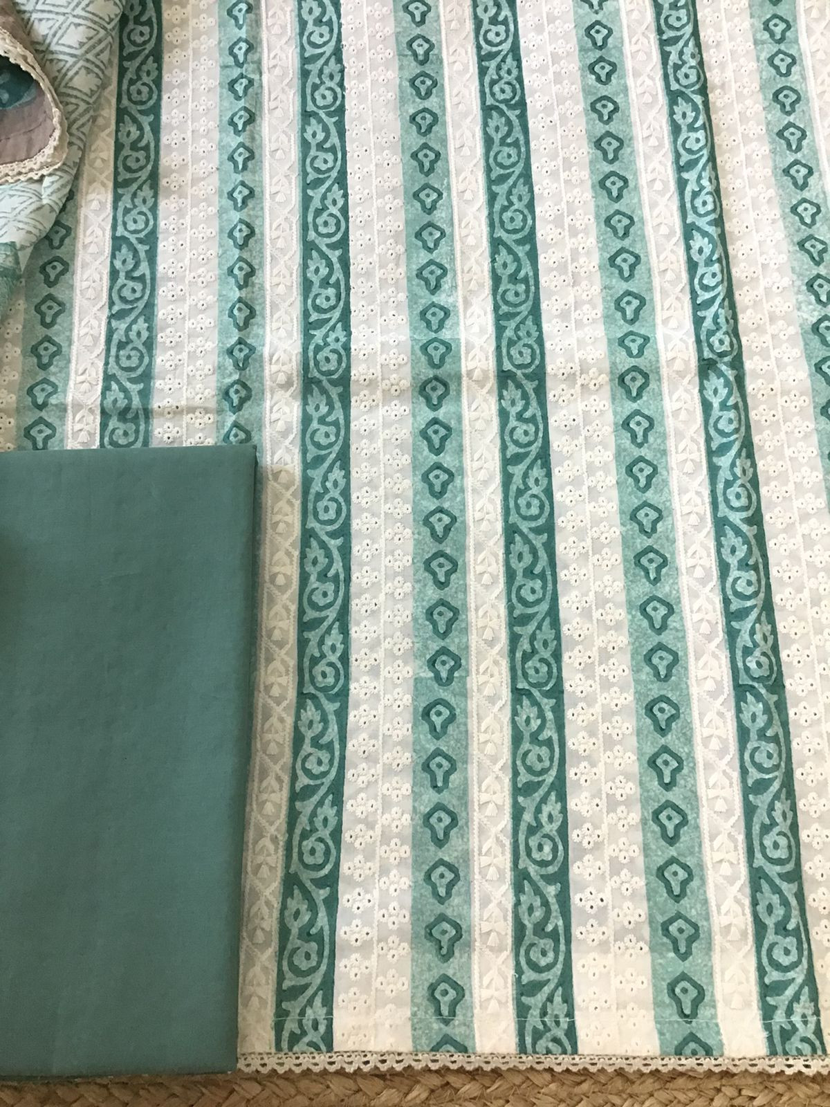 Pure Cotton Printed Embroidered Suit - Blue