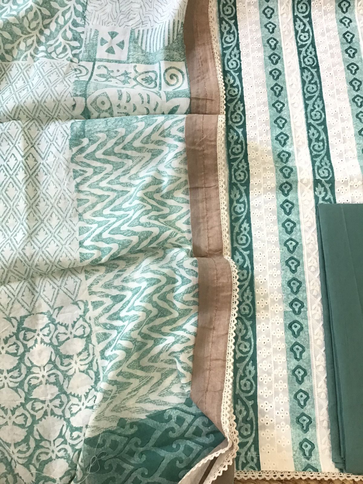 Pure Cotton Printed Embroidered Suit - Blue