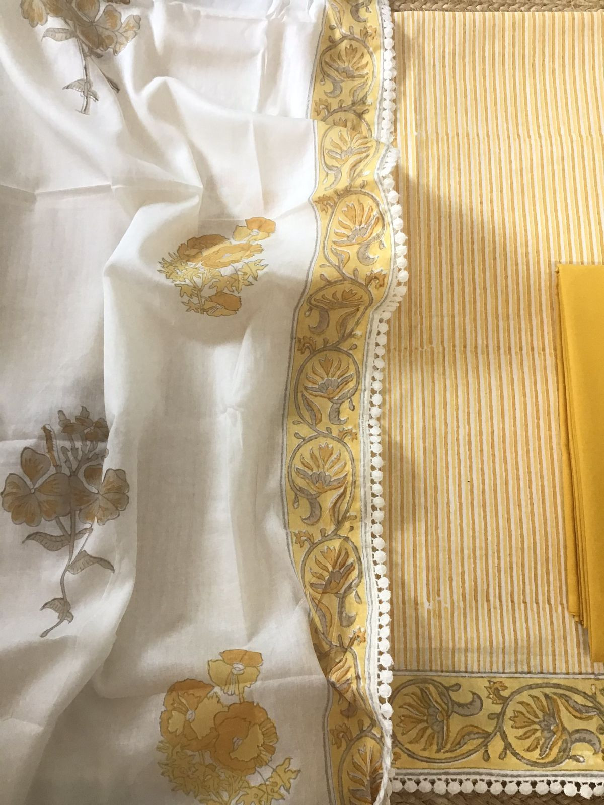 Pure Cotton Printed Suit - Yellow