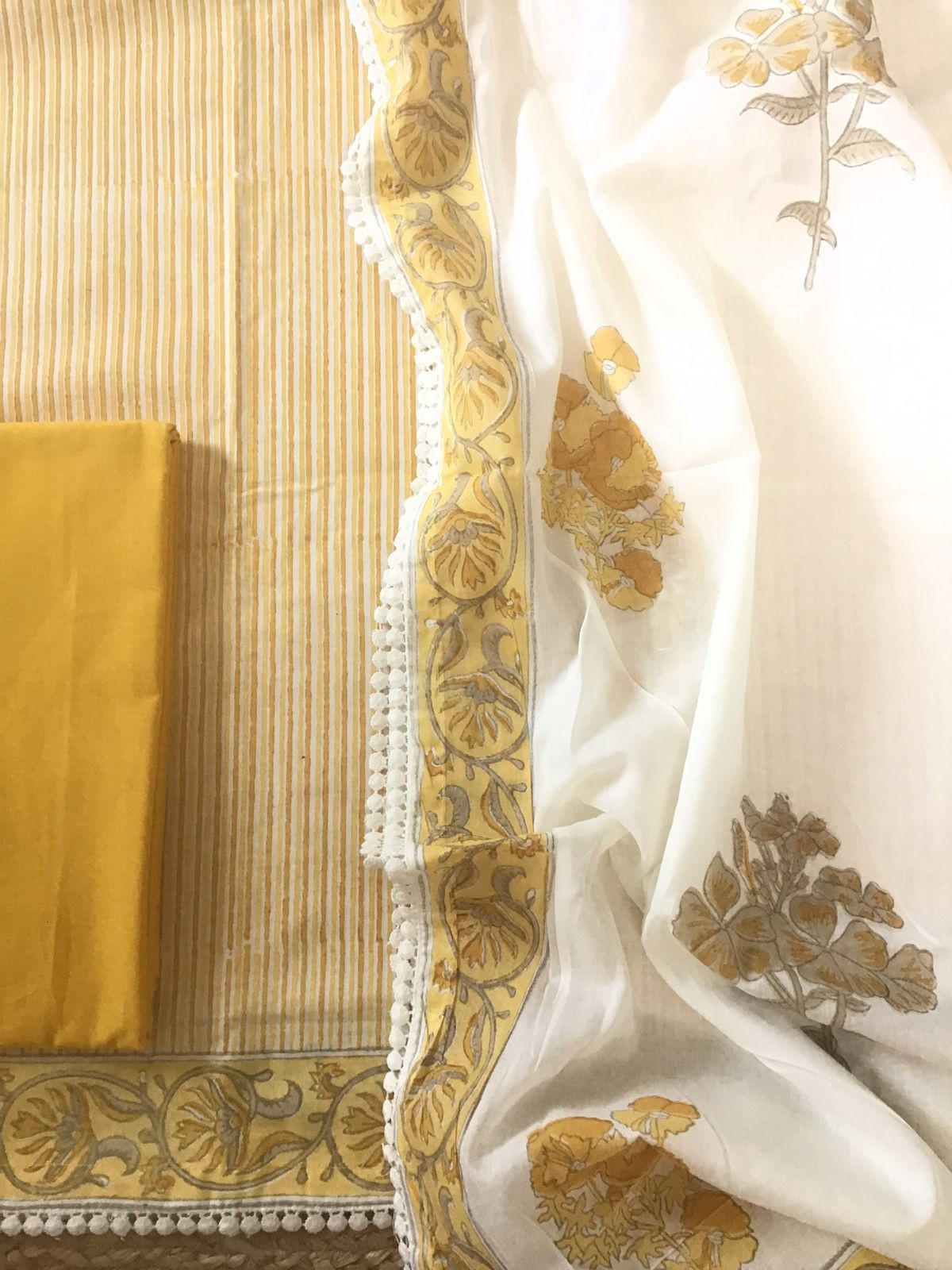 Pure Cotton Printed Suit - Yellow