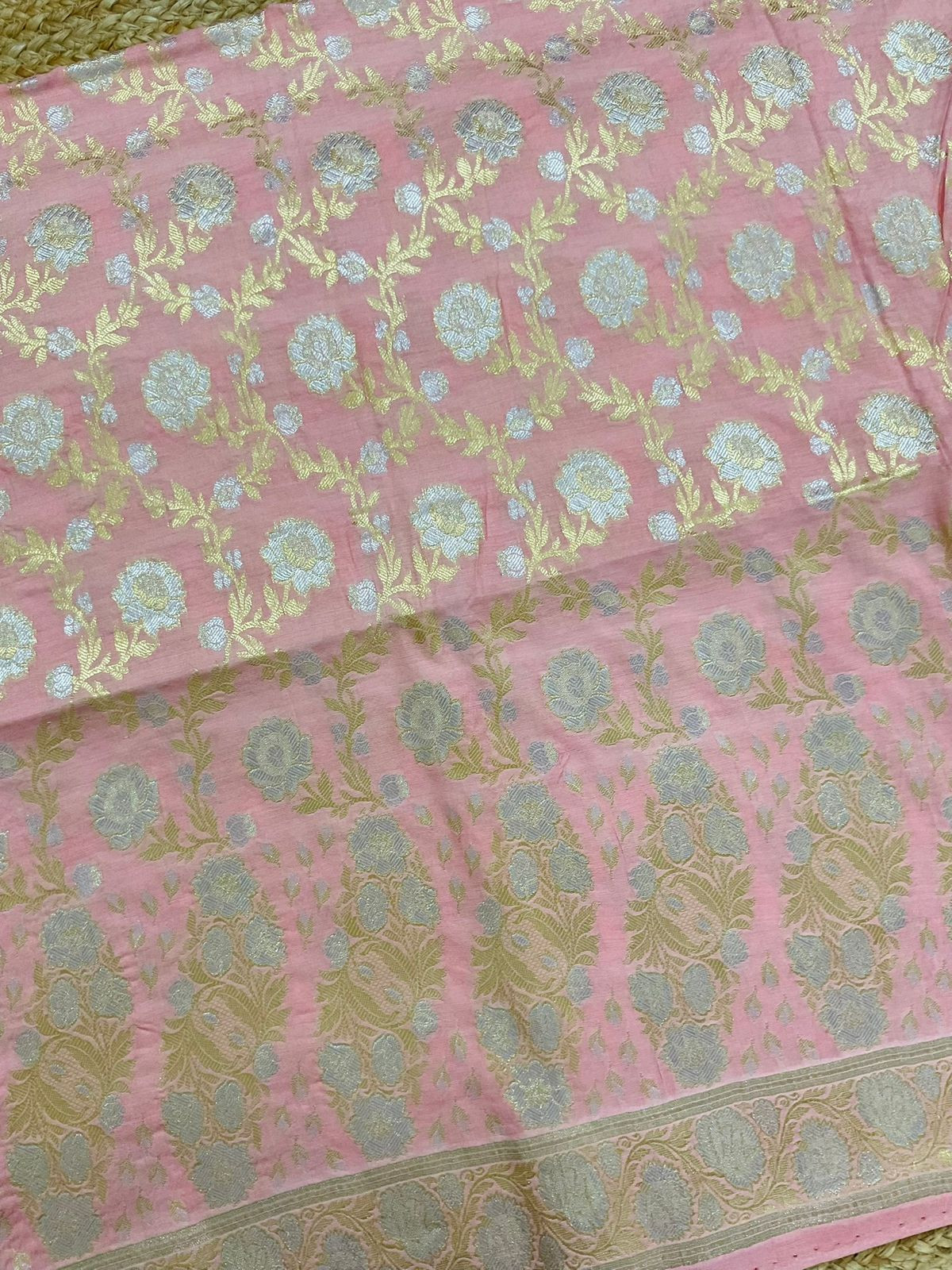 Soft Chanderi Banarasi Weaved Suit - Pink