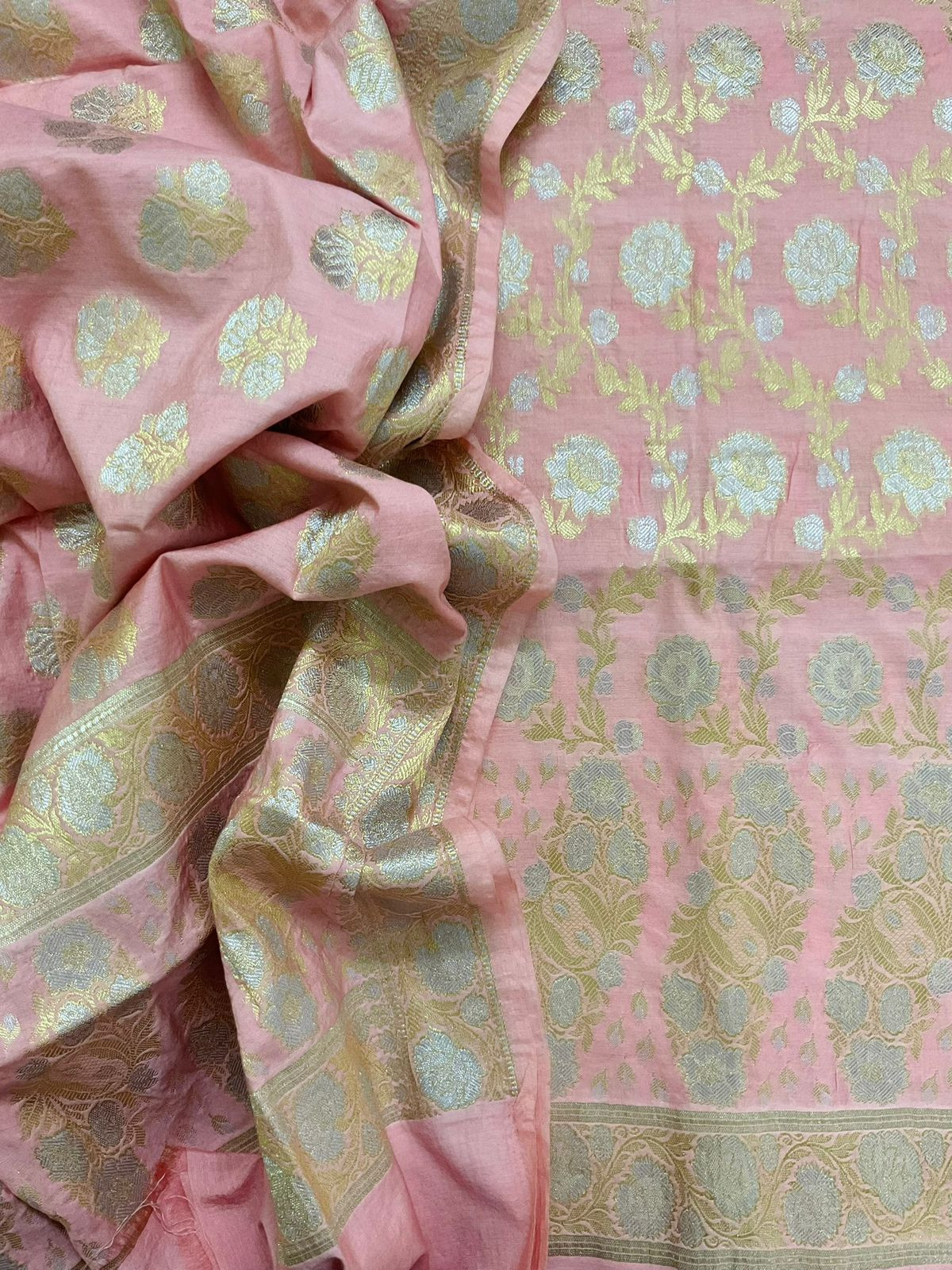 Soft Chanderi Banarasi Weaved Suit - Pink