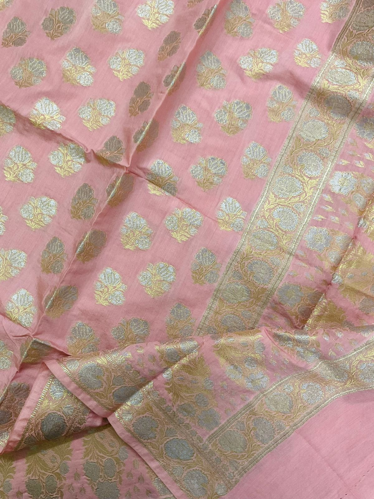 Soft Chanderi Banarasi Weaved Suit - Pink