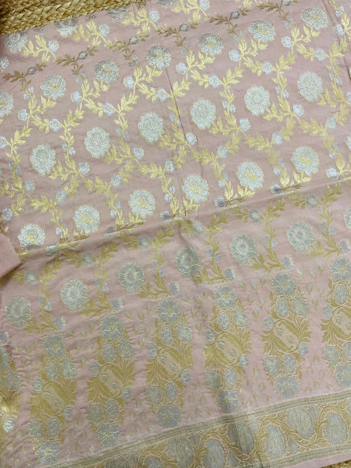 Soft Chanderi Banarasi Weaved Suit - Onion Pink