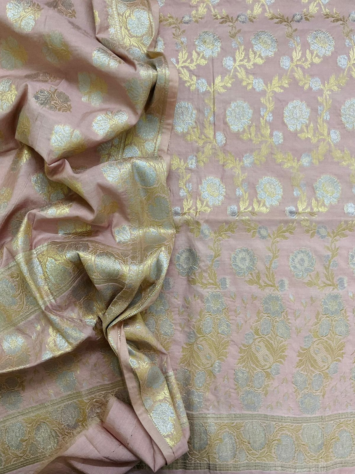 Soft Chanderi Banarasi Weaved Suit - Onion Pink