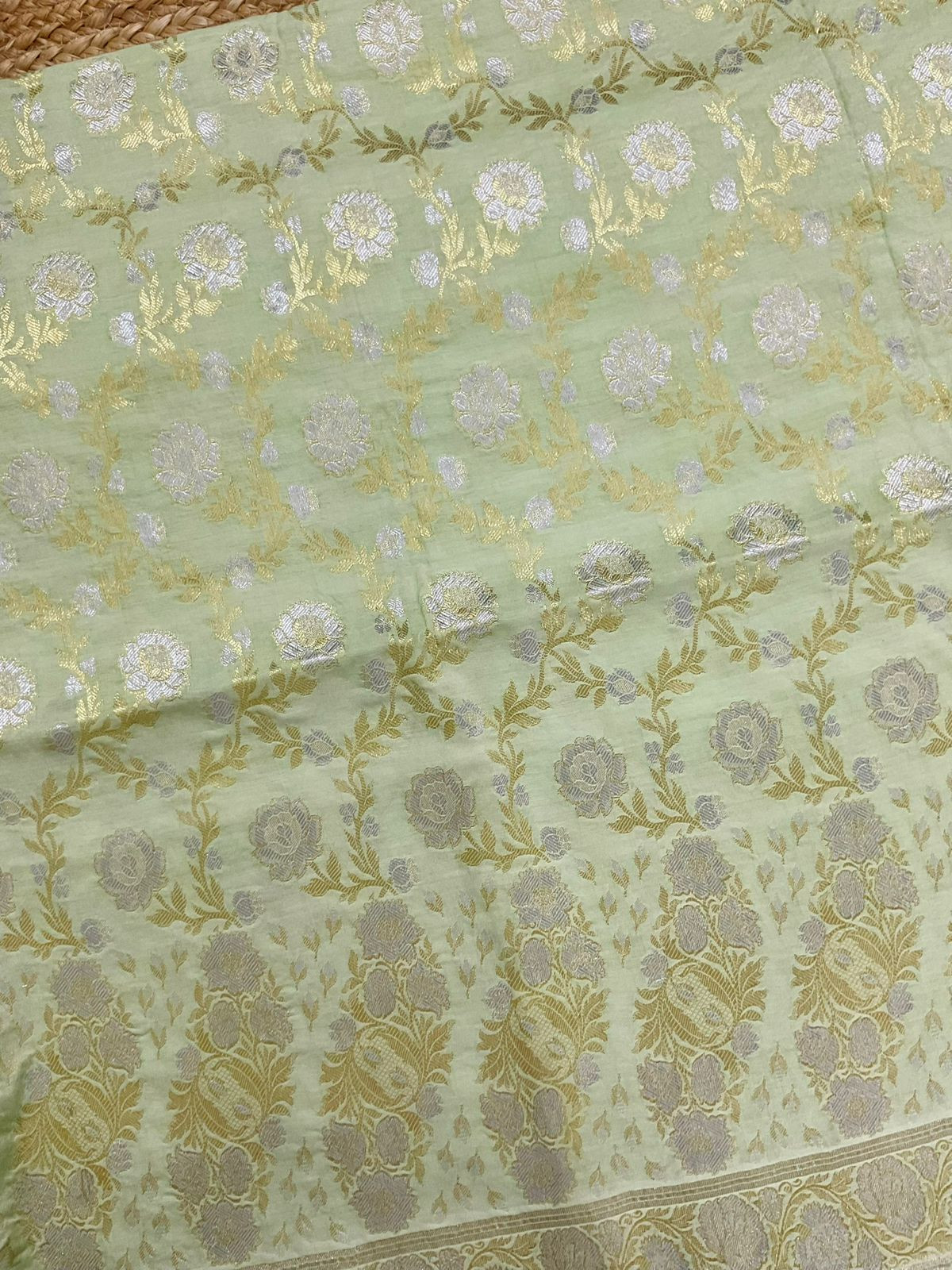 Soft Chanderi Banarasi Weaved Suit - Green