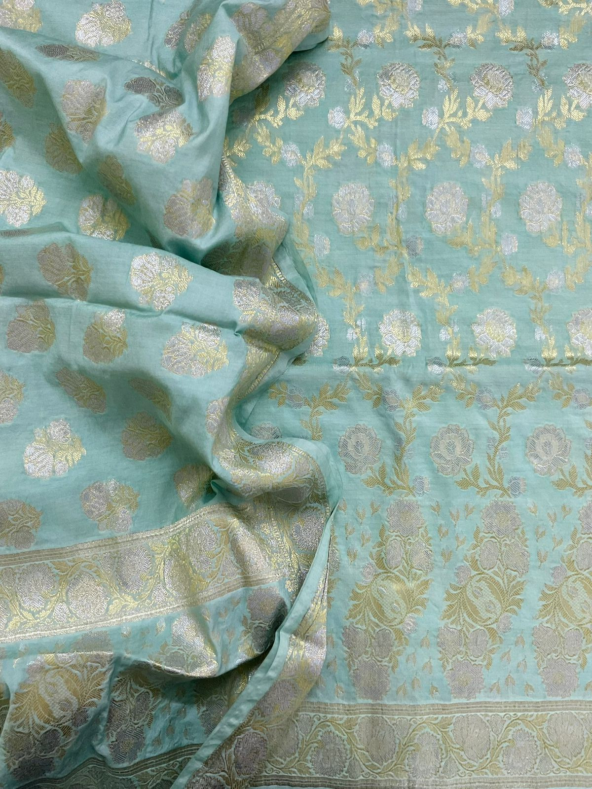 Soft Chanderi Banarasi Weaved Suit - Blue